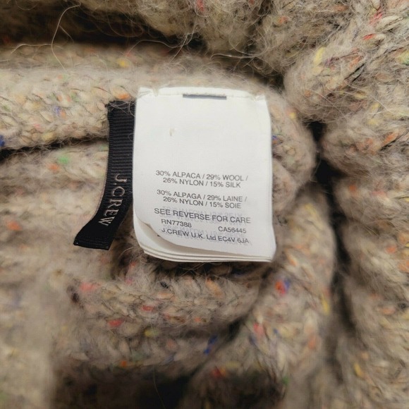 J. Crew Women's Pom Pom Winter Hat Beanie Wool/Alpaca/Nylon/Silk Tan/Multicolor - Picture 6 of 6